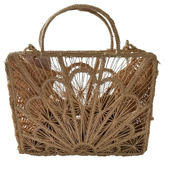 House of Harlow Sunny Days Woven Purse Liner Removable Crossbody Strap NEW - Picture 3 of 14